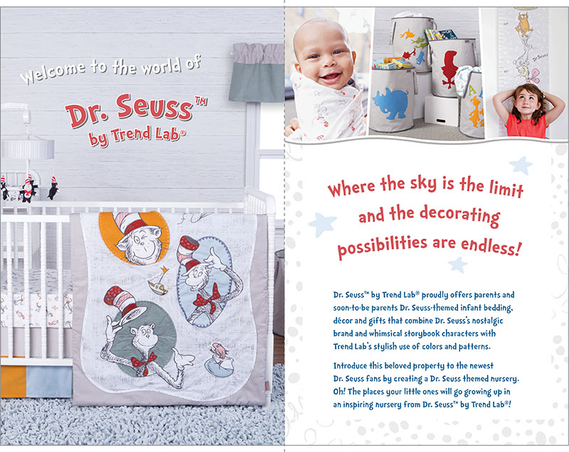 Interior spread of the Dr. Seuss Nursery by Trend Lab brand booklet