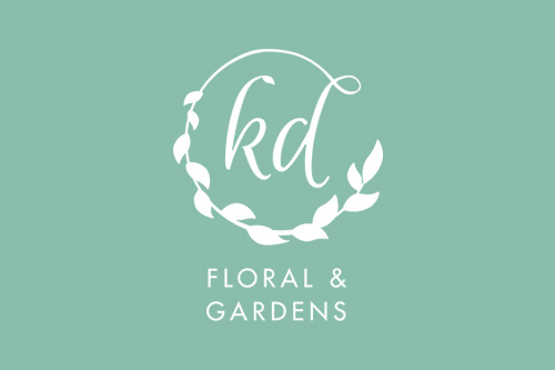 Floral wreath logo design for KD Floral and Gardens