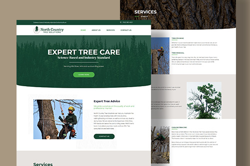 North Country Tree Solutions website design displayed on a laptop computer