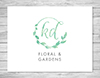 Floral wreath logo design for KD Floral and Gardens