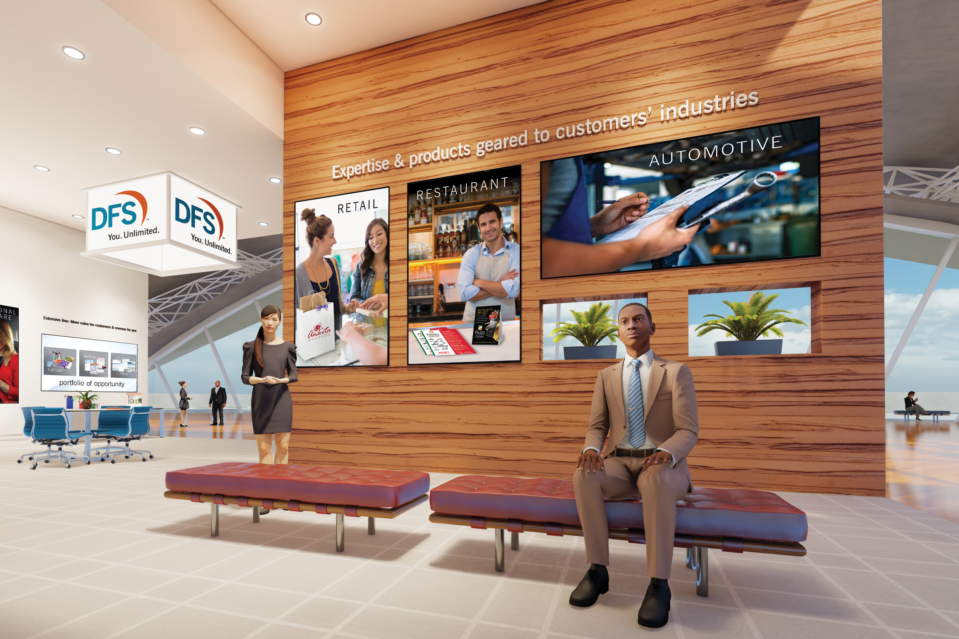 Still image of virtual tradeshow booth interior