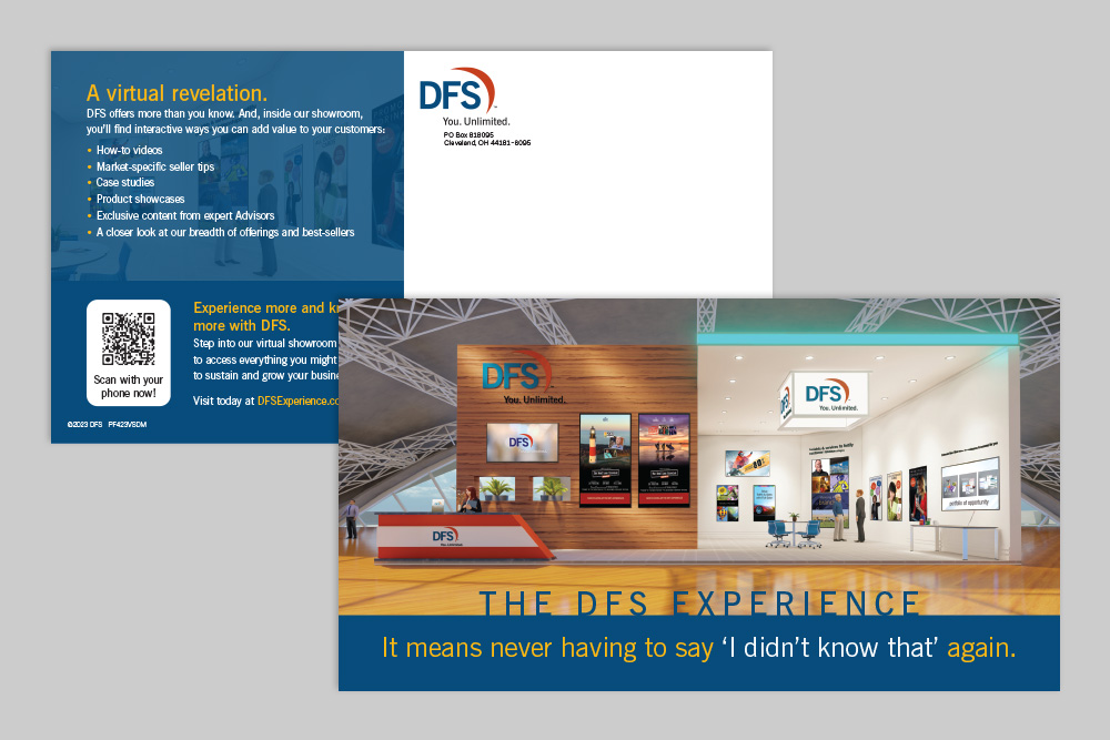 Postcard mailer marketing the experience